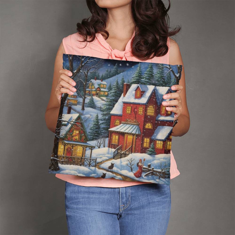 Winter Scene Pillow Cover - Christmas Decor Gift