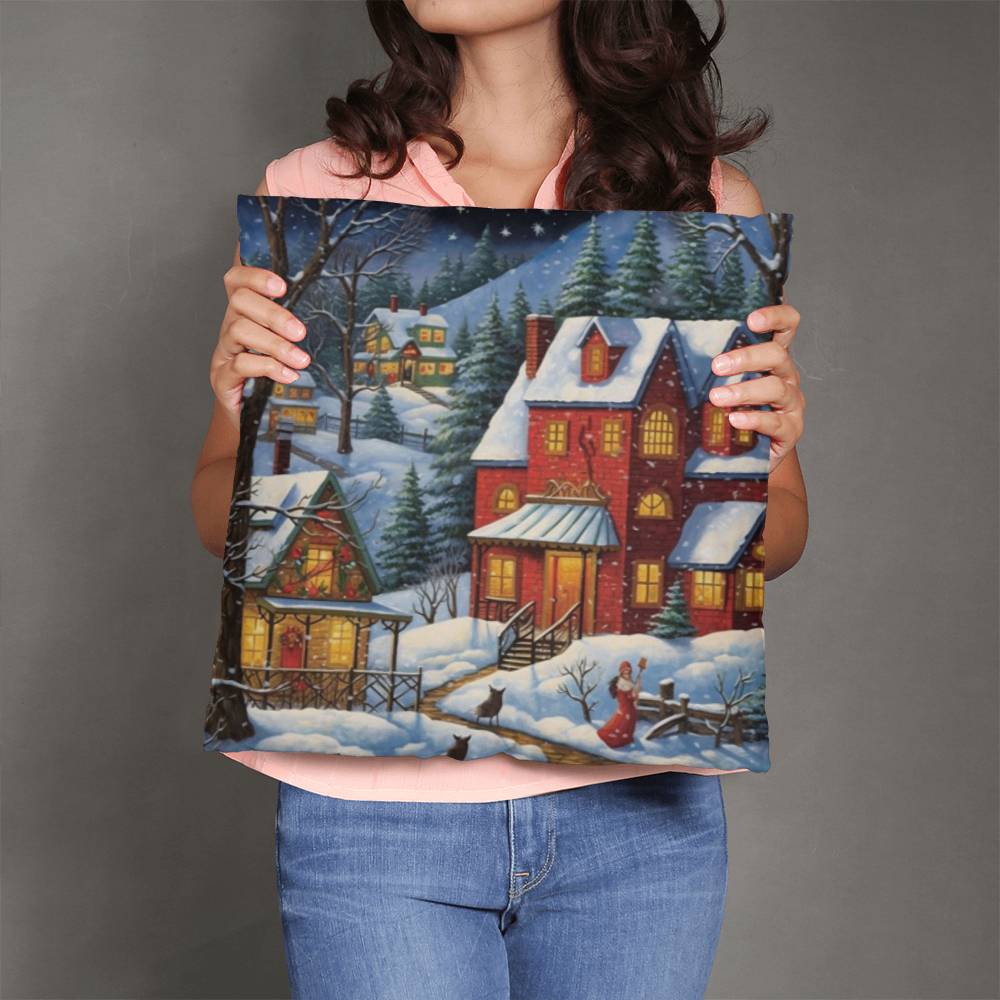 Winter Scene Pillow Cover - Christmas Decor Gift