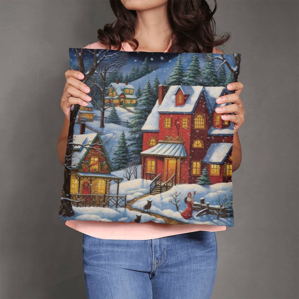 Winter Scene Pillow Cover - Christmas Decor Gift