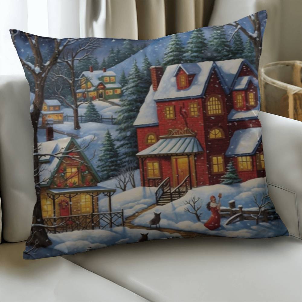 Winter Scene Pillow Cover - Christmas Decor Gift