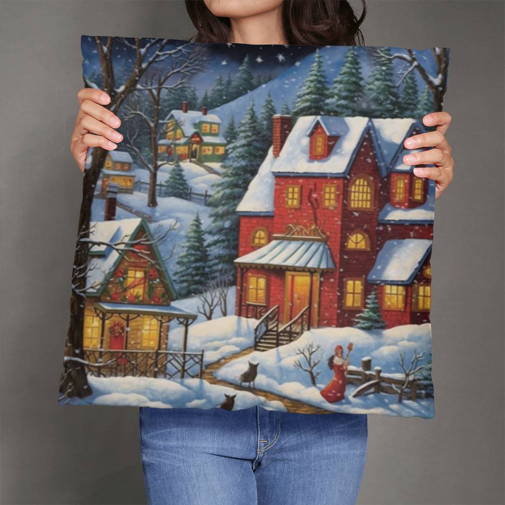 Winter Scene Pillow Cover - Christmas Decor Gift