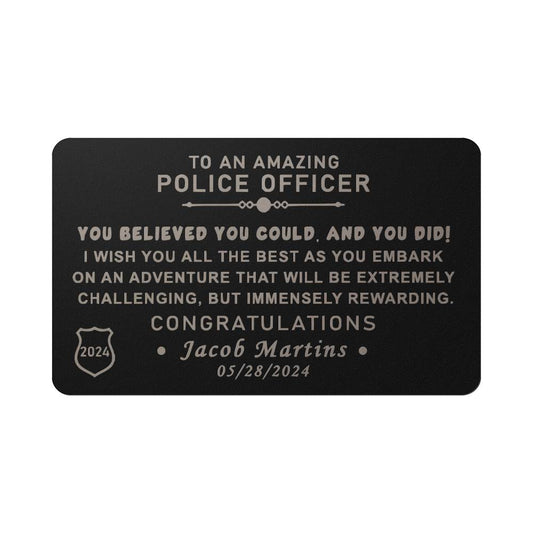 Police Officer Graduation Engraved Wallet Card