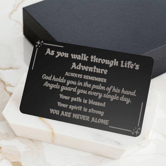 Inspirational Engraved Metal Wallet Card – God's Protection & Angel Blessings | Spiritual Keepsake