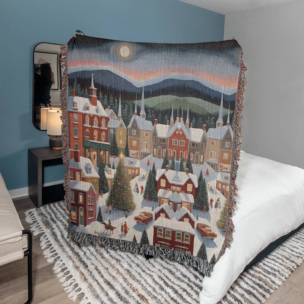 Winter Village Woven Throw Blanket