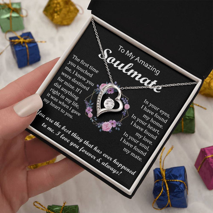 Heart Pendant Necklace for Soulmate with Message