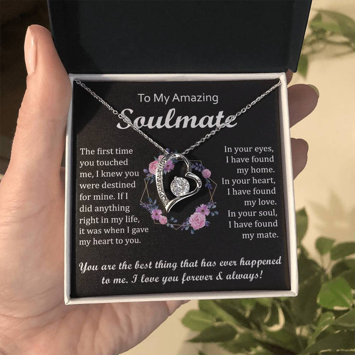 Heart Pendant Necklace for Soulmate with Message