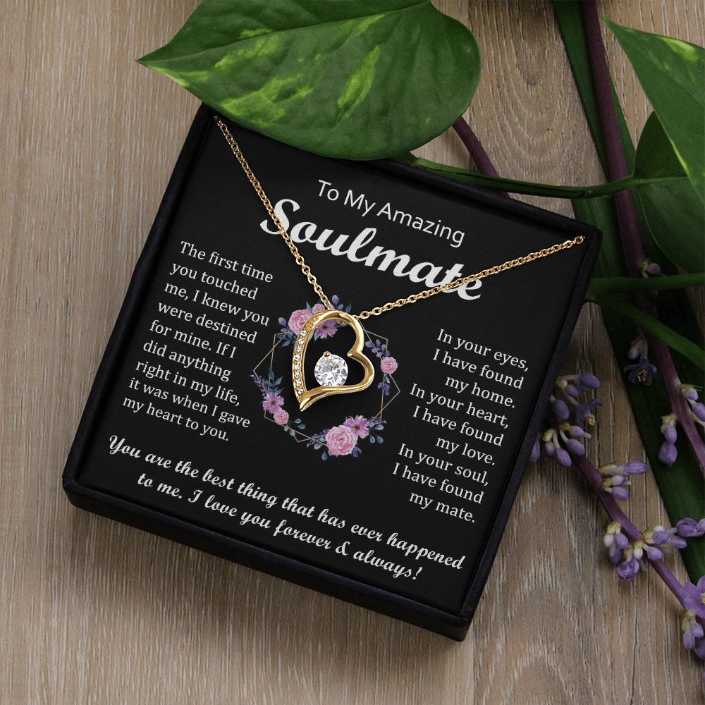 Heart Pendant Necklace for Soulmate with Message