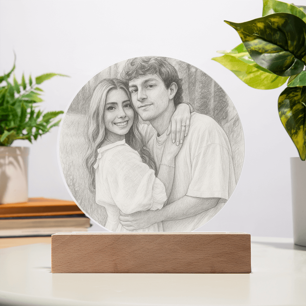 Custom Couple Sketch Photo Acrylic Plaque