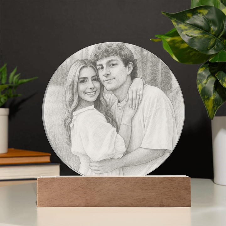 Custom Couple Sketch Photo Acrylic Plaque