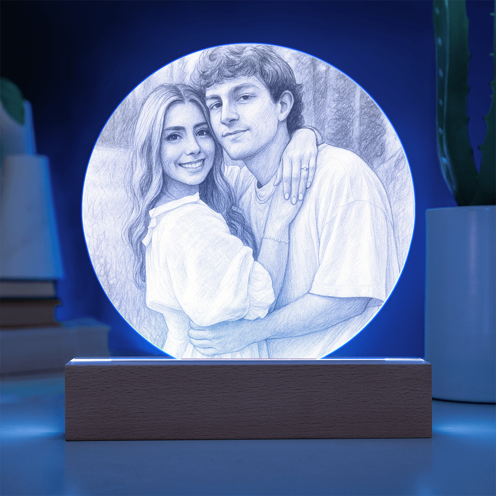 Custom Couple Sketch Photo Acrylic Plaque