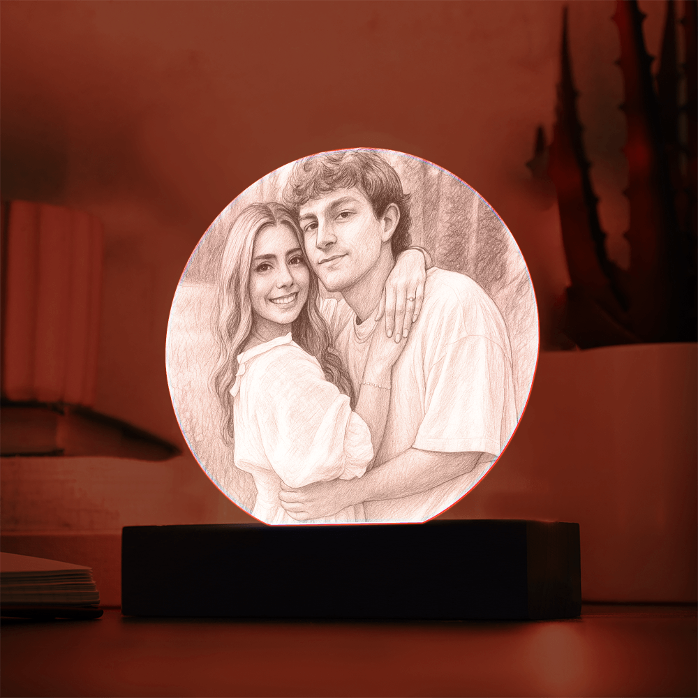Custom Couple Sketch Photo Acrylic Plaque
