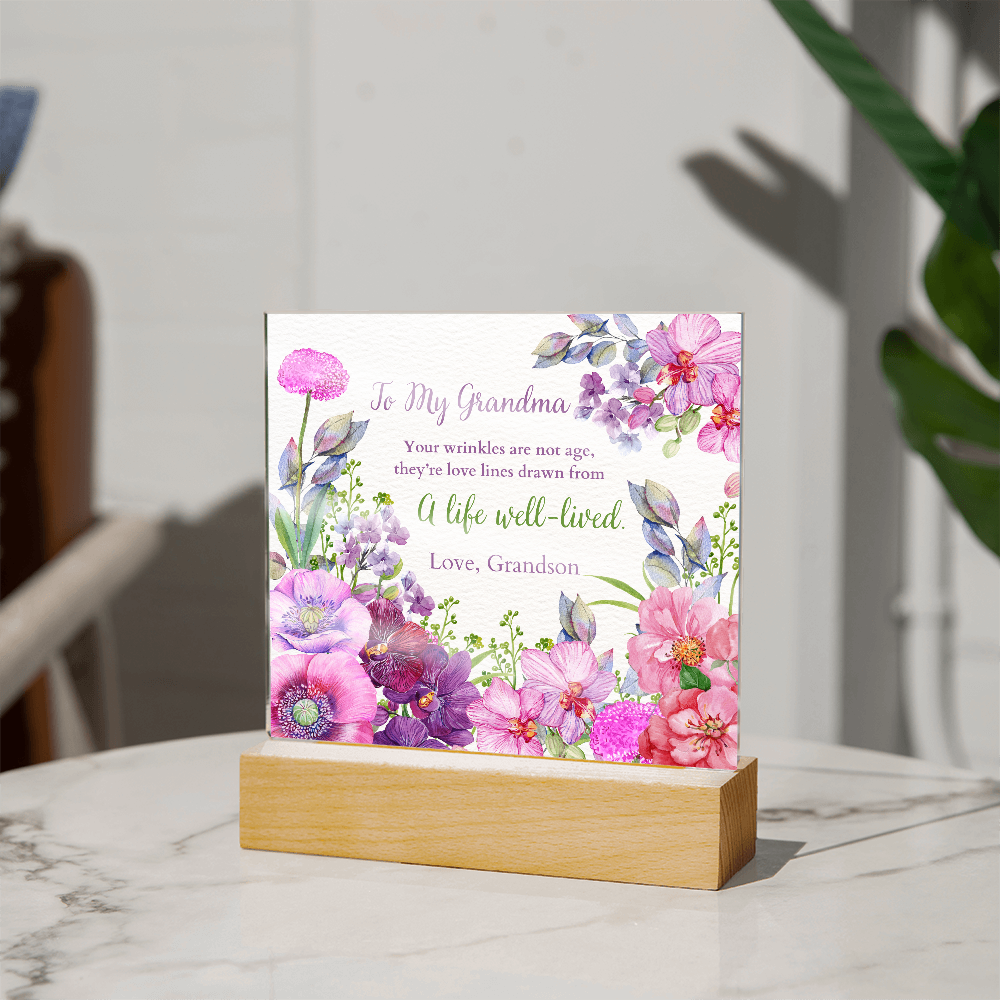 Floral Acrylic Plaque Gift for Grandma
