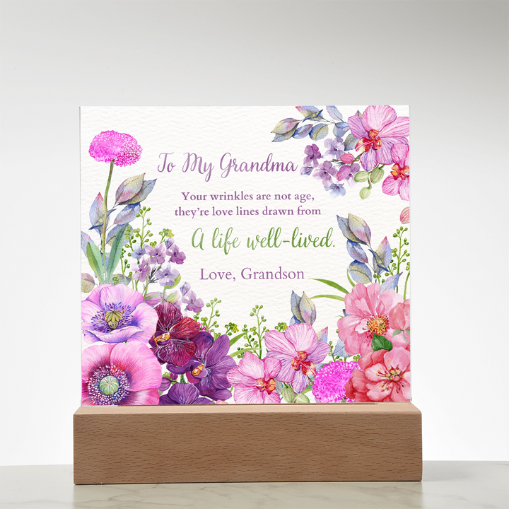 Floral Acrylic Plaque Gift for Grandma