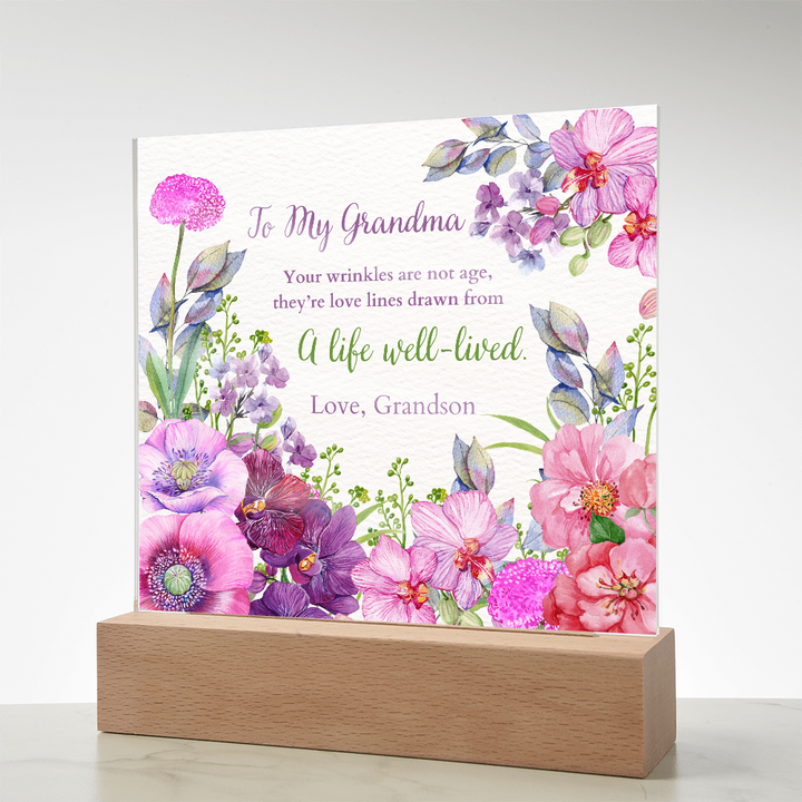 Floral Acrylic Plaque Gift for Grandma