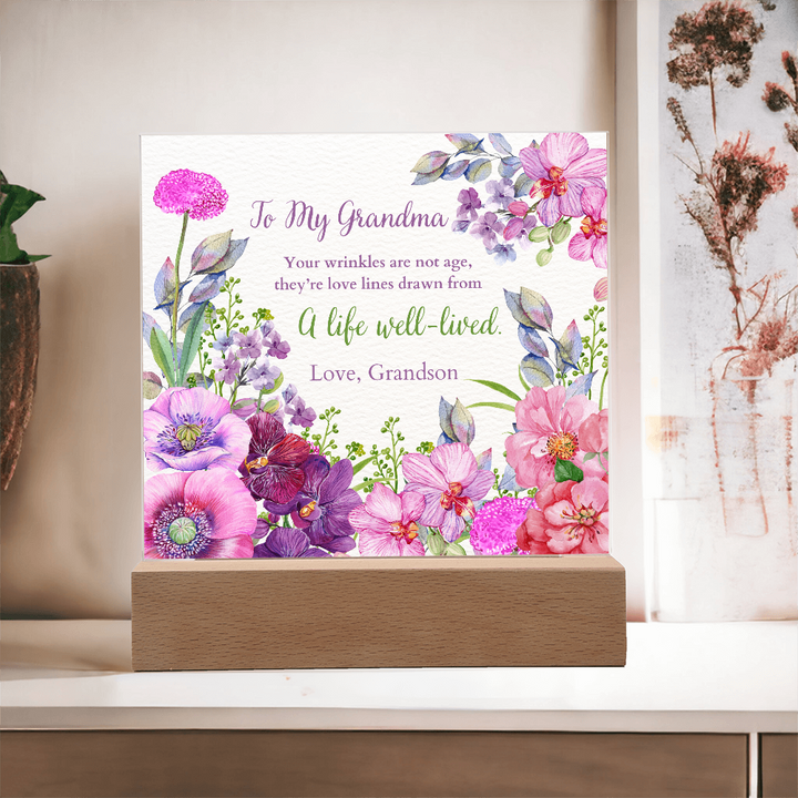 Floral Acrylic Plaque Gift for Grandma