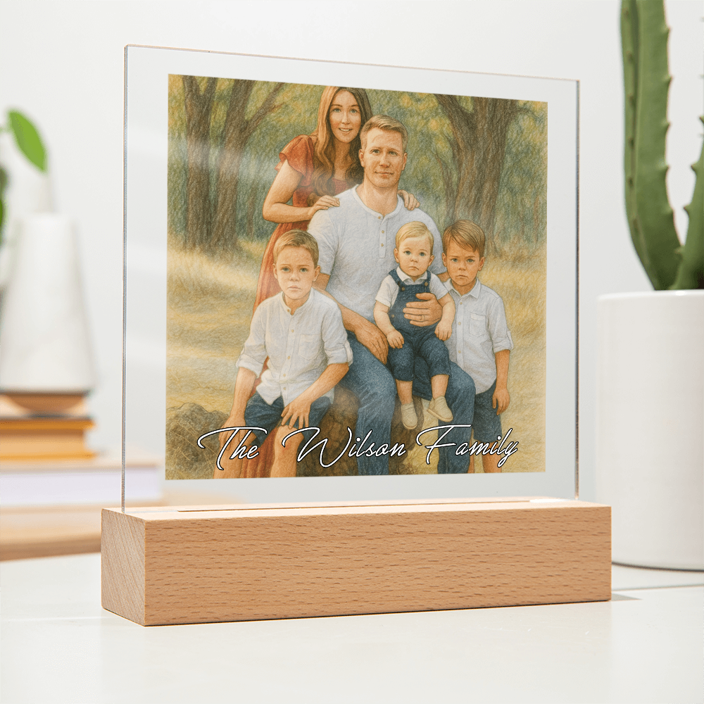 Custom Family Portrait LED Acrylic  Frame