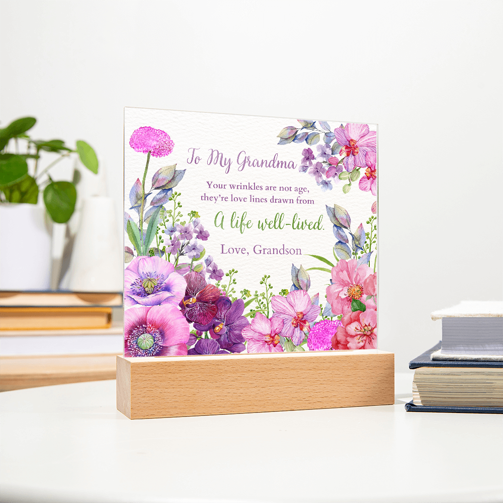 Floral Acrylic Plaque Gift for Grandma