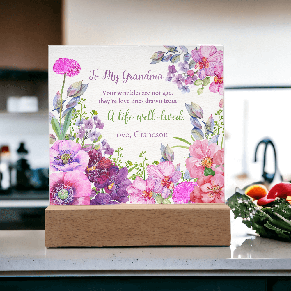 Floral Acrylic Plaque Gift for Grandma