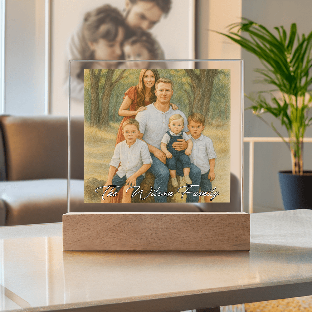 Custom Family Portrait LED Acrylic  Frame