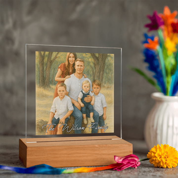 Custom Family Portrait LED Acrylic  Frame