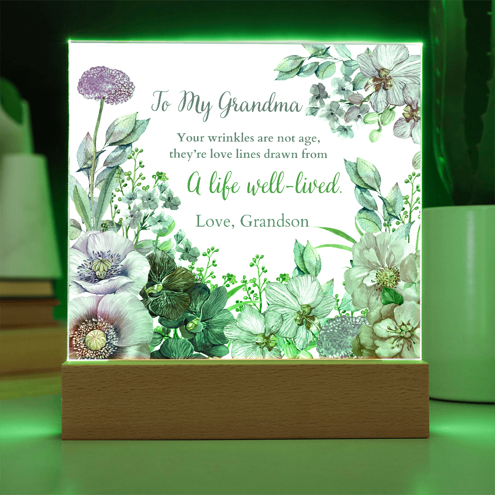 Floral Acrylic Plaque Gift for Grandma