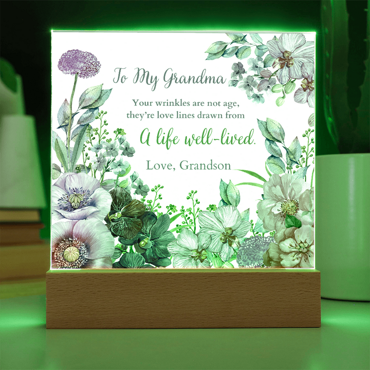 Floral Acrylic Plaque Gift for Grandma