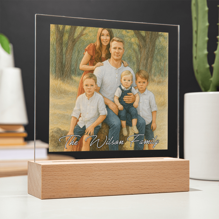 Custom Family Portrait LED Acrylic  Frame