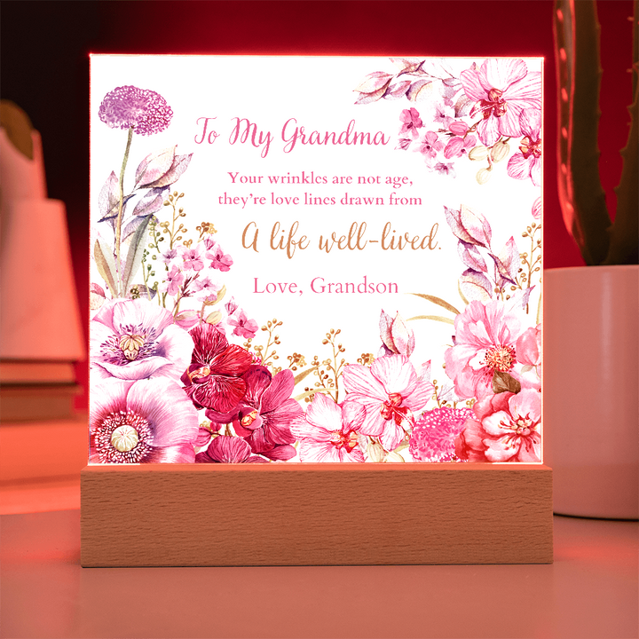 Floral Acrylic Plaque Gift for Grandma