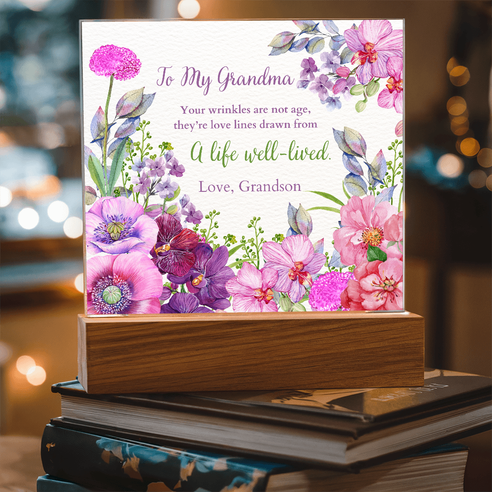 Floral Acrylic Plaque Gift for Grandma