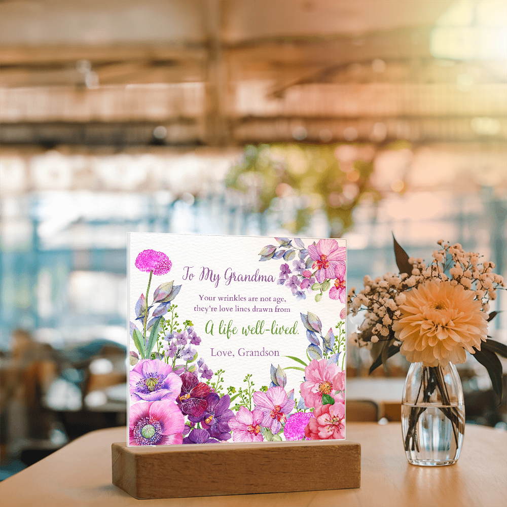 Floral Acrylic Plaque Gift for Grandma