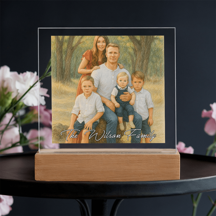 Custom Family Portrait LED Acrylic  Frame