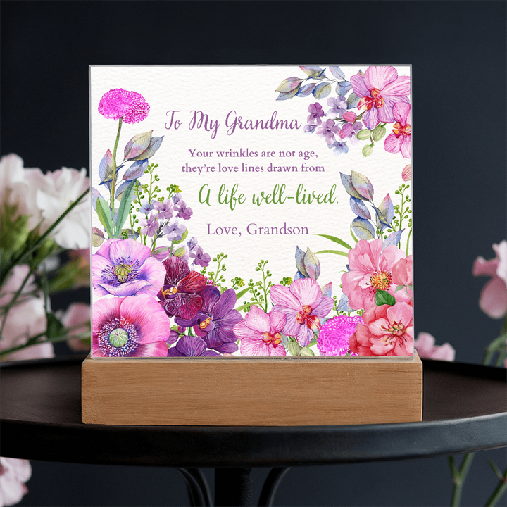Floral Acrylic Plaque Gift for Grandma