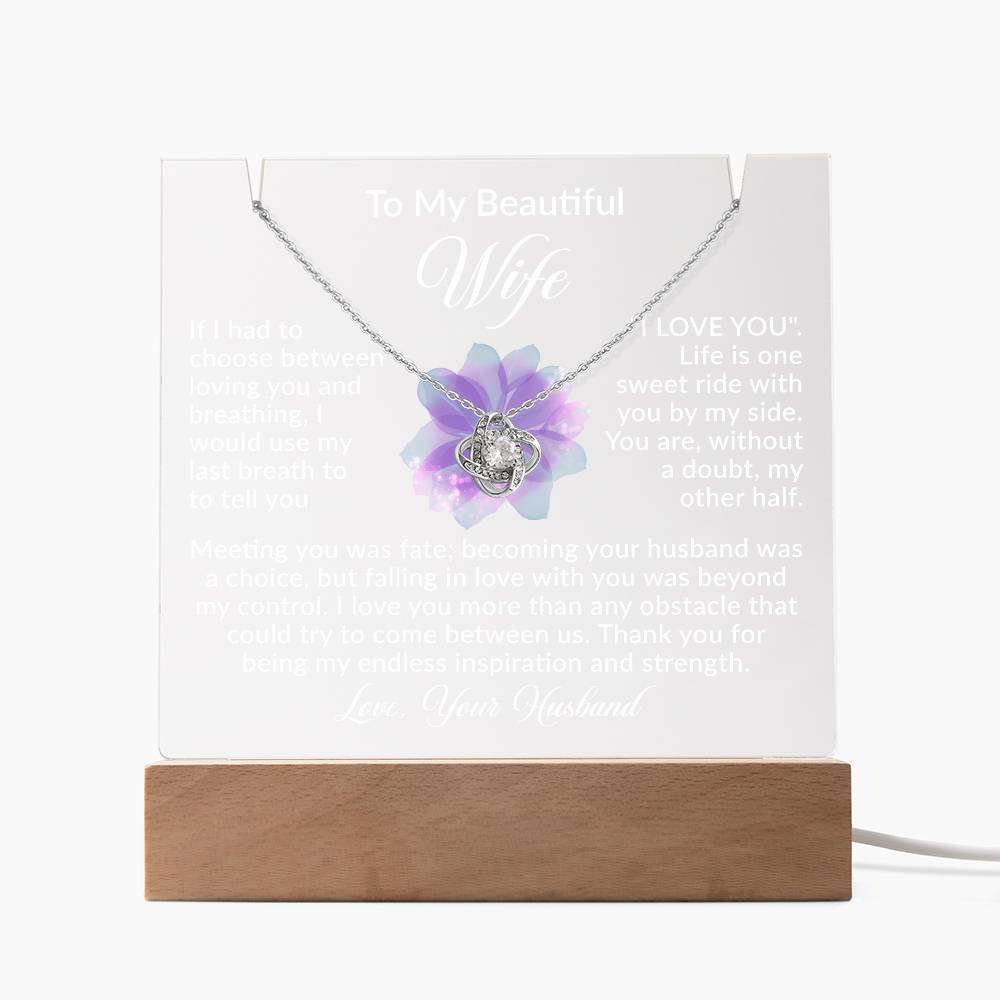 Personalized Acrylic Plaque with Necklace - Romantic Gift for Wife from Husband