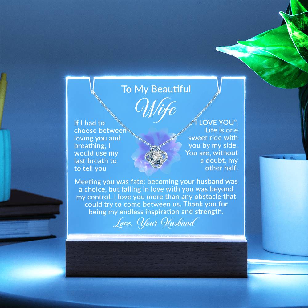 Personalized Acrylic Plaque with Necklace - Romantic Gift for Wife from Husband