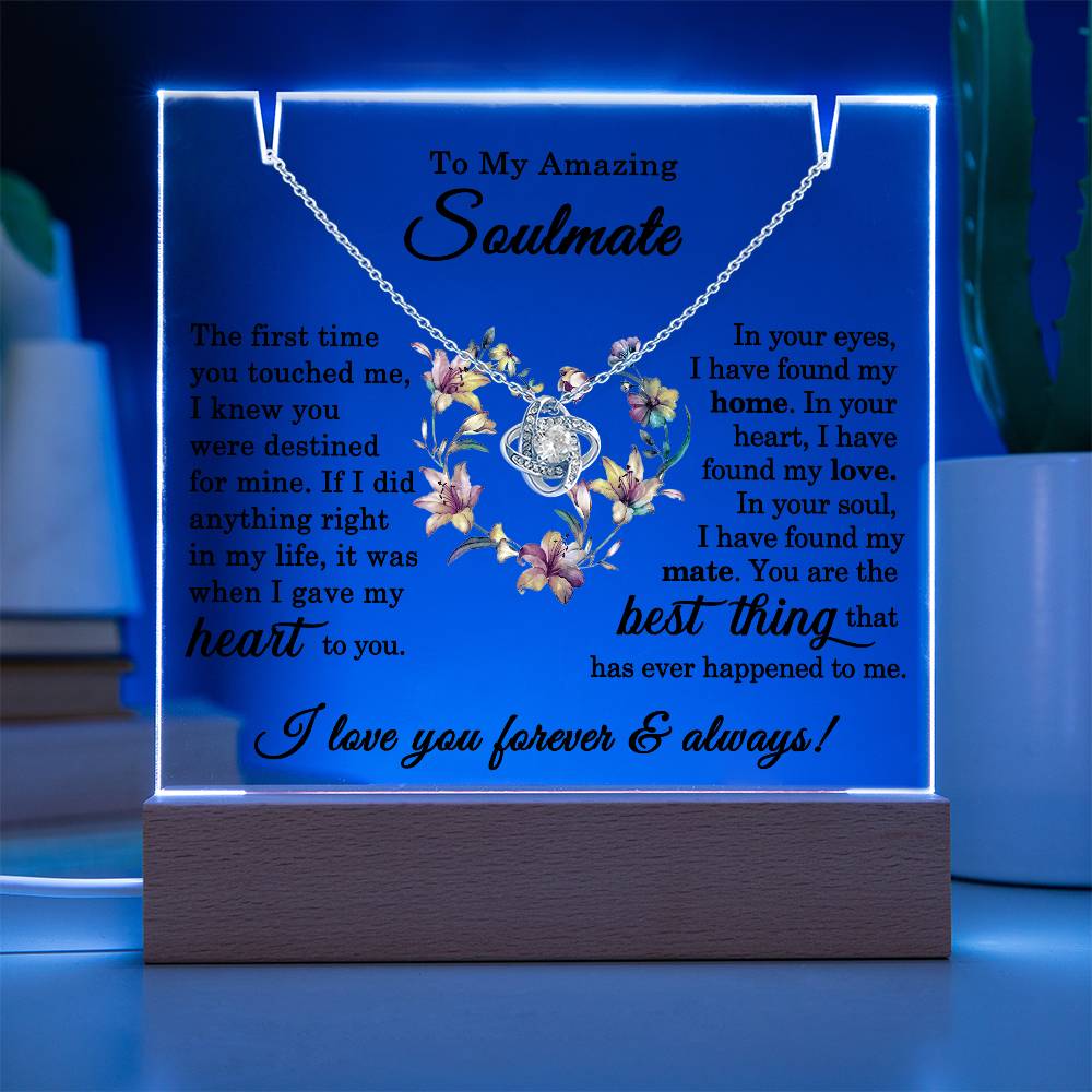 To My Soulmate Plaque  with Necklace