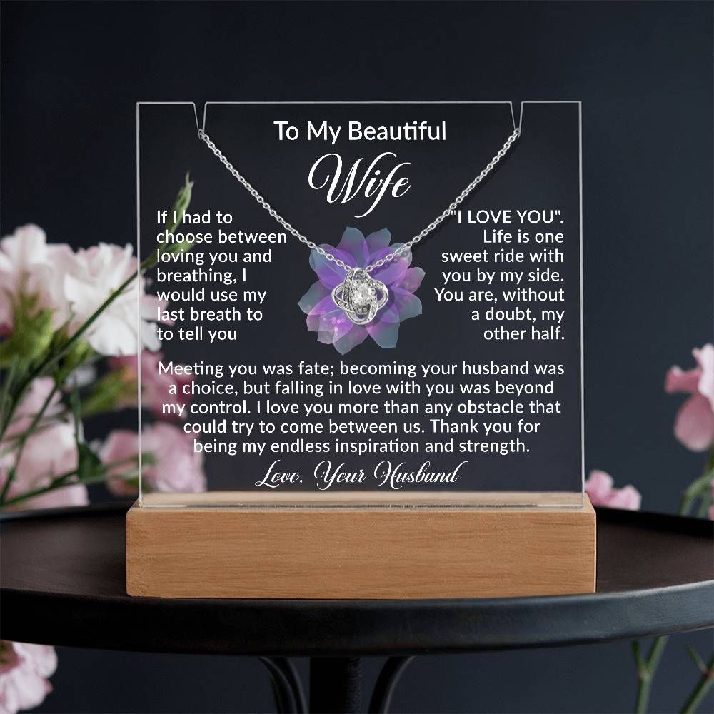 Personalized Acrylic Plaque with Necklace - Romantic Gift for Wife from Husband