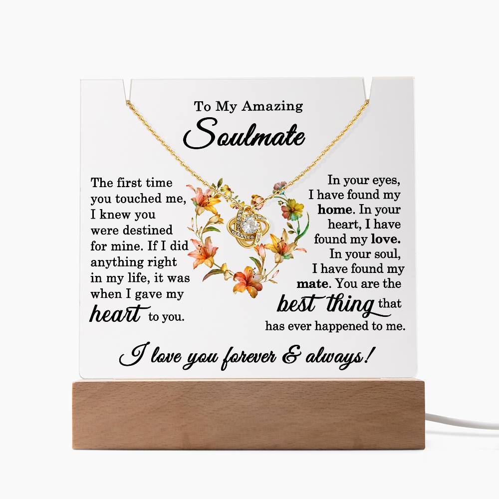 To My Soulmate Plaque  with Necklace