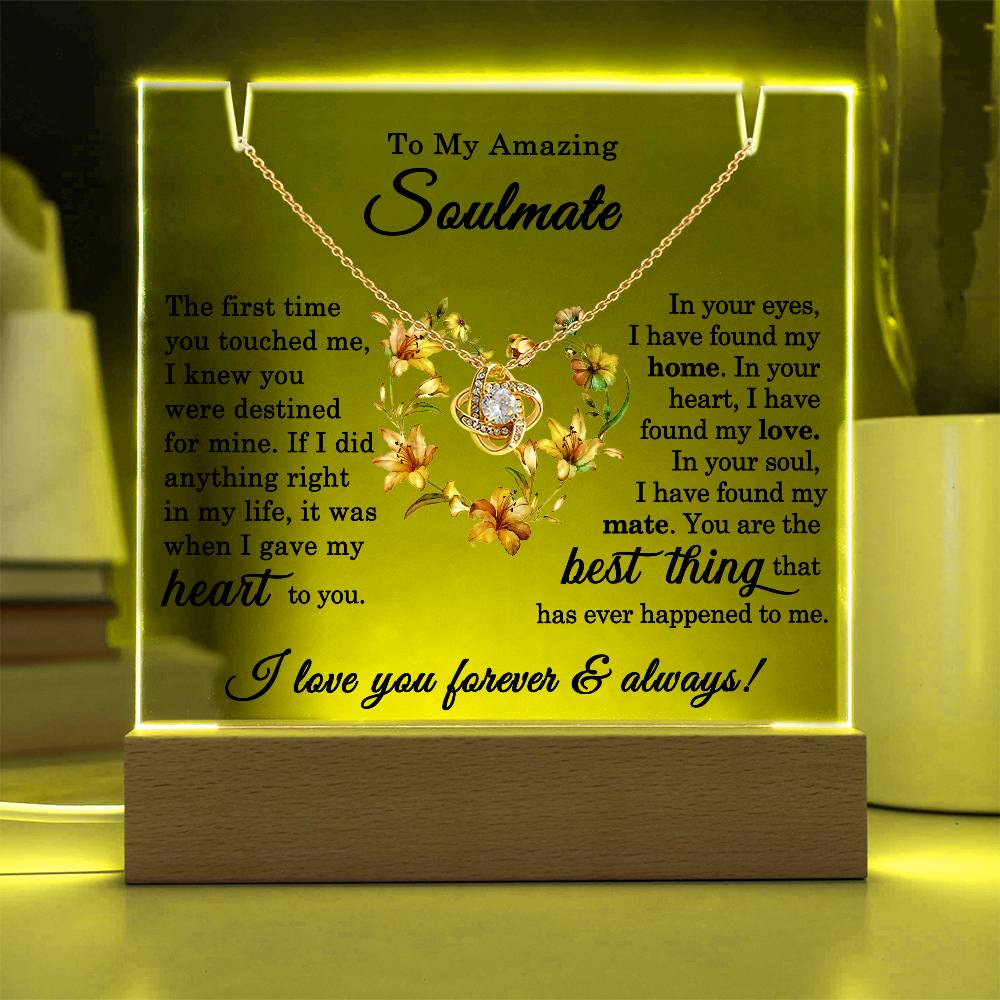 To My Soulmate Plaque  with Necklace