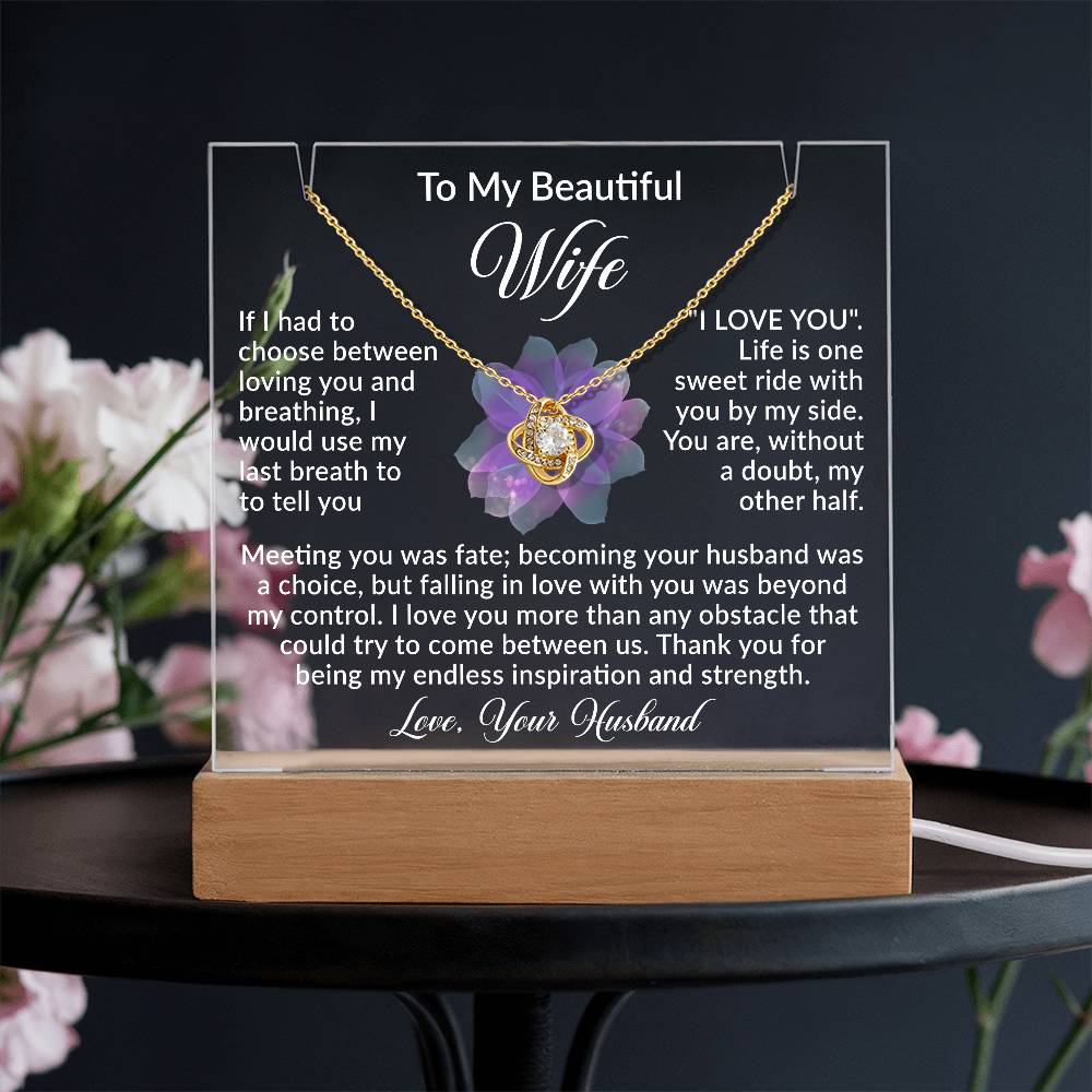 Personalized Acrylic Plaque with Necklace - Romantic Gift for Wife from Husband