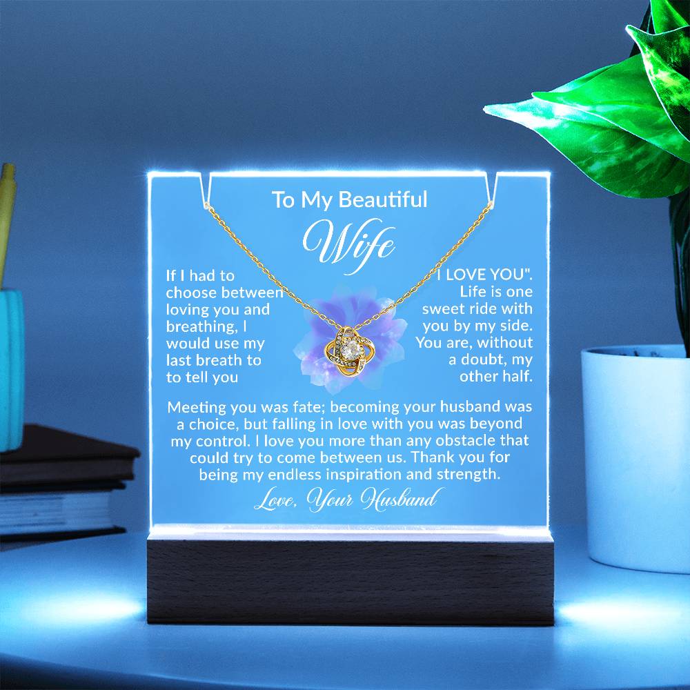 Personalized Acrylic Plaque with Necklace - Romantic Gift for Wife from Husband