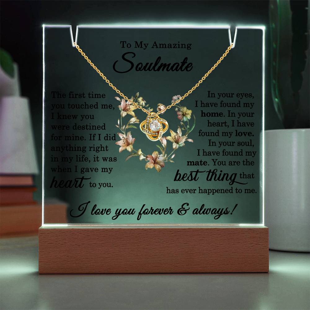 To My Soulmate Plaque  with Necklace