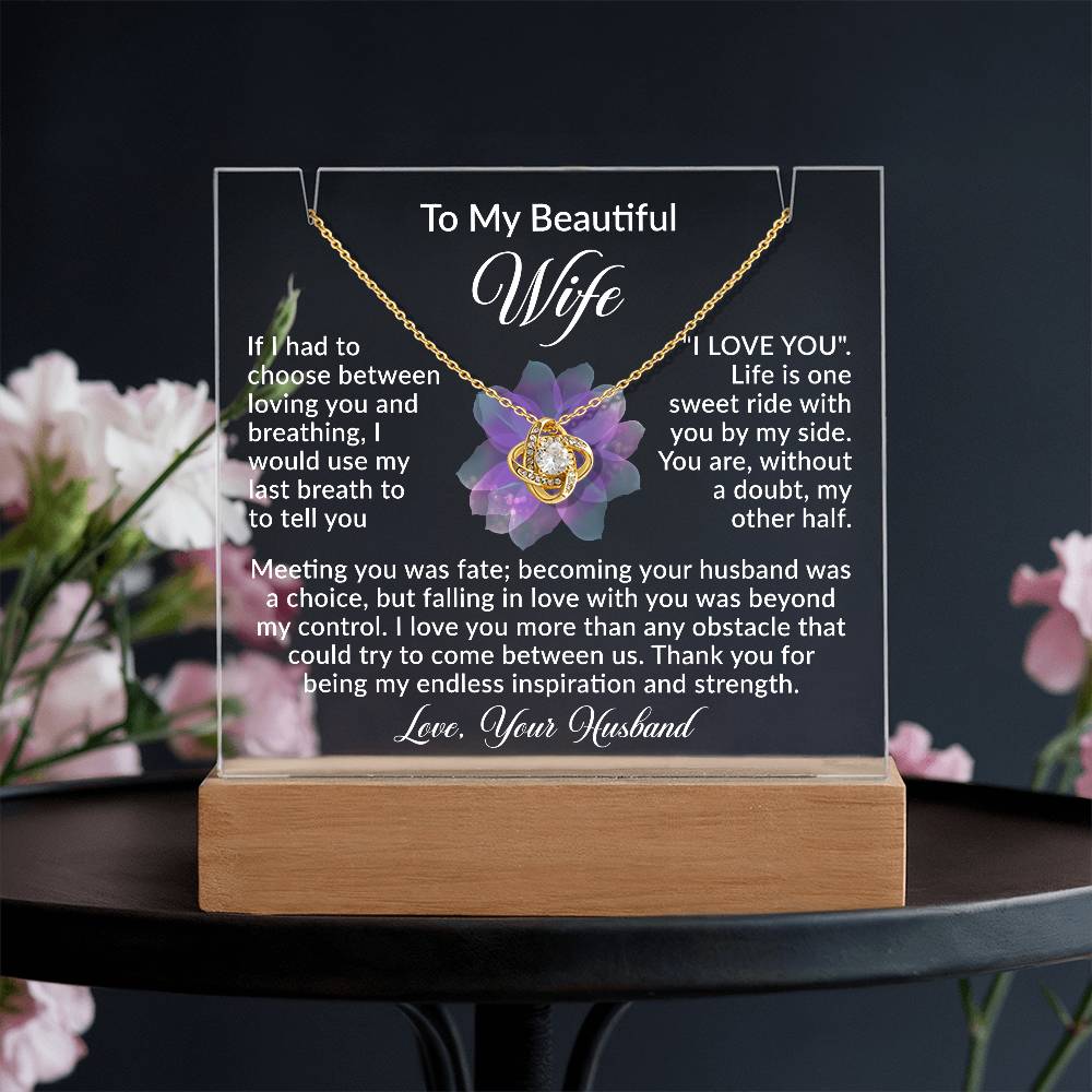 Personalized Acrylic Plaque with Necklace - Romantic Gift for Wife from Husband