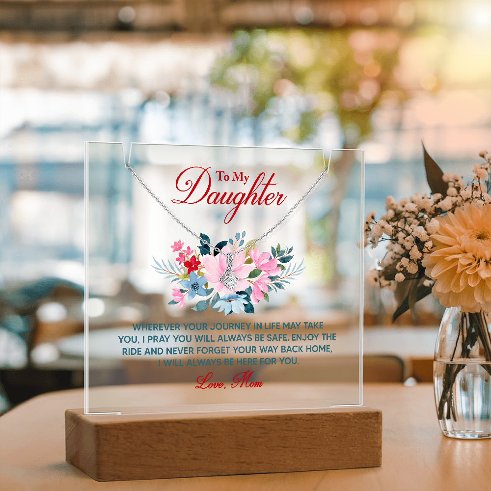 To My Daughter Inspirational Acrylic Plaque – Love From Mom, Forever Safe & Always Loved