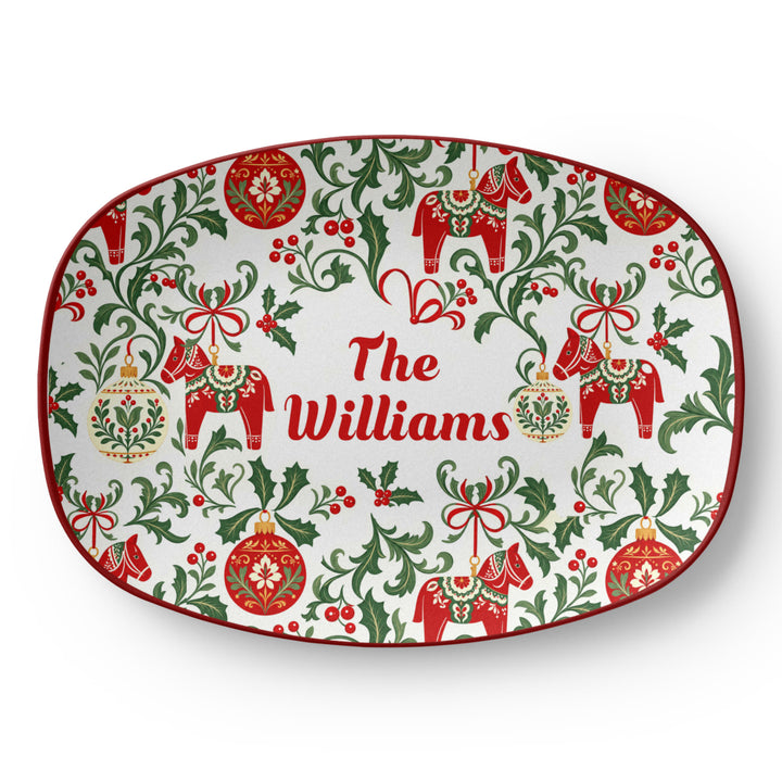 Personalized Dala Horse Christmas Platter