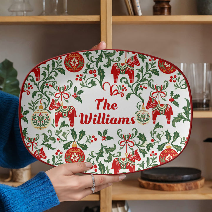 Personalized Dala Horse Christmas Platter