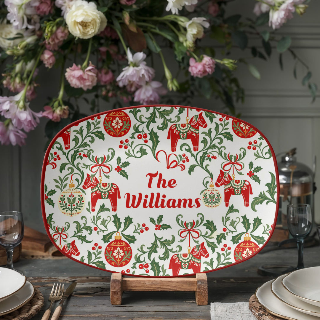 Personalized Dala Horse Christmas Platter