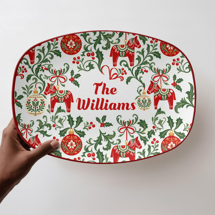 Personalized Dala Horse Christmas Platter