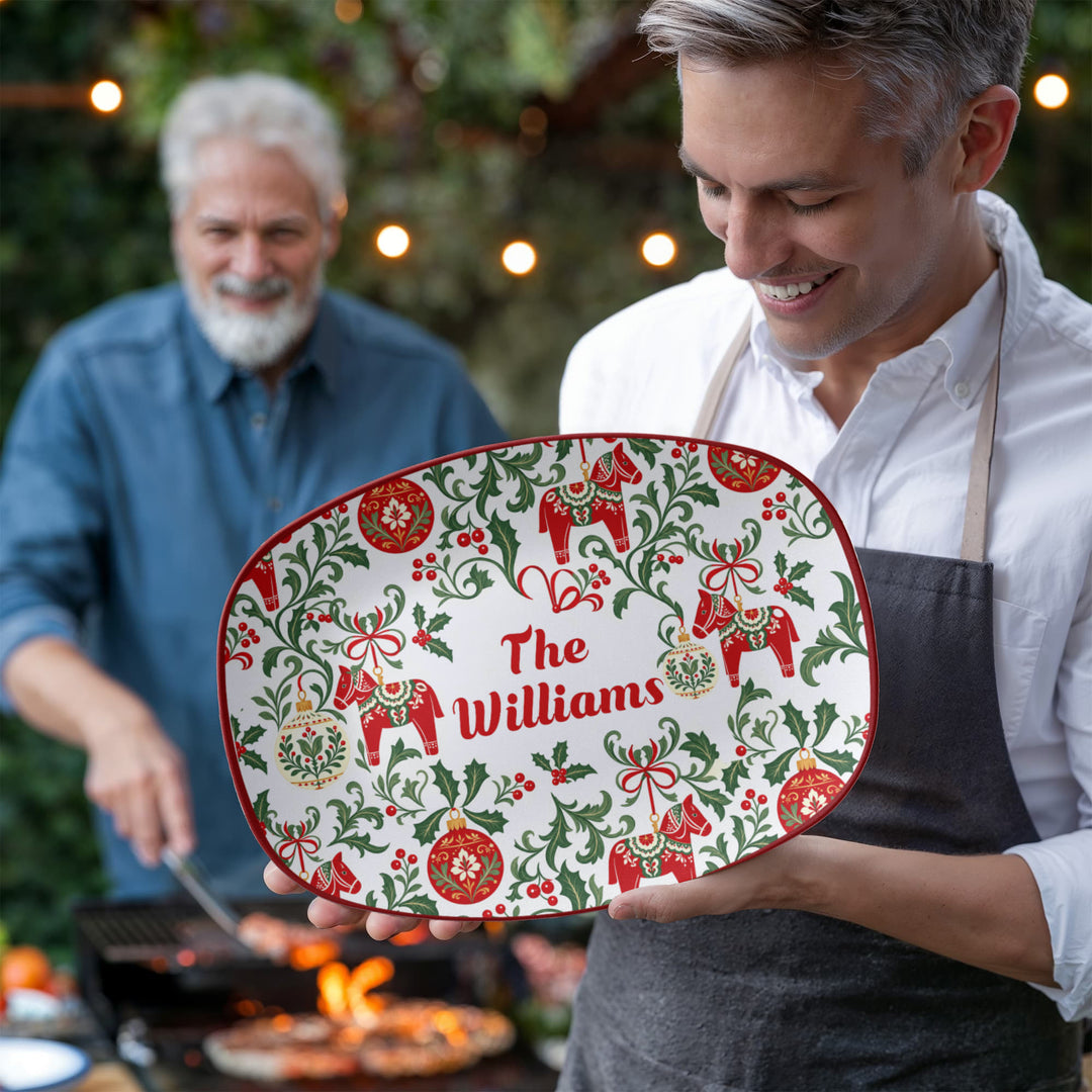 Personalized Dala Horse Christmas Platter