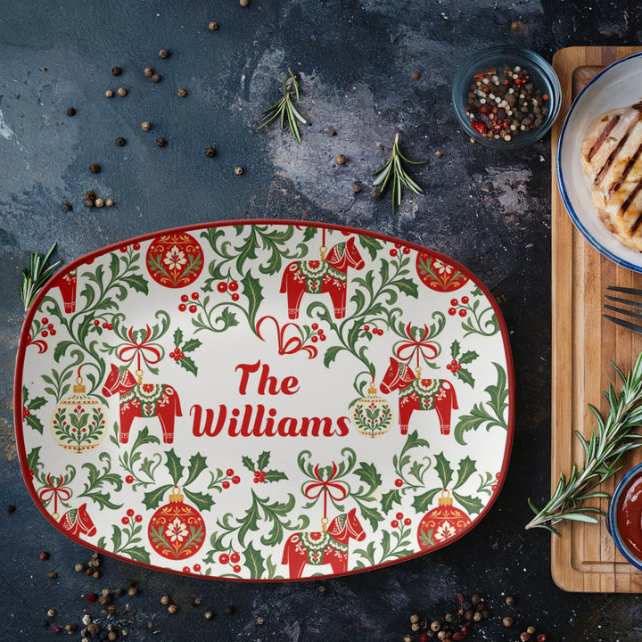 Personalized Dala Horse Christmas Platter