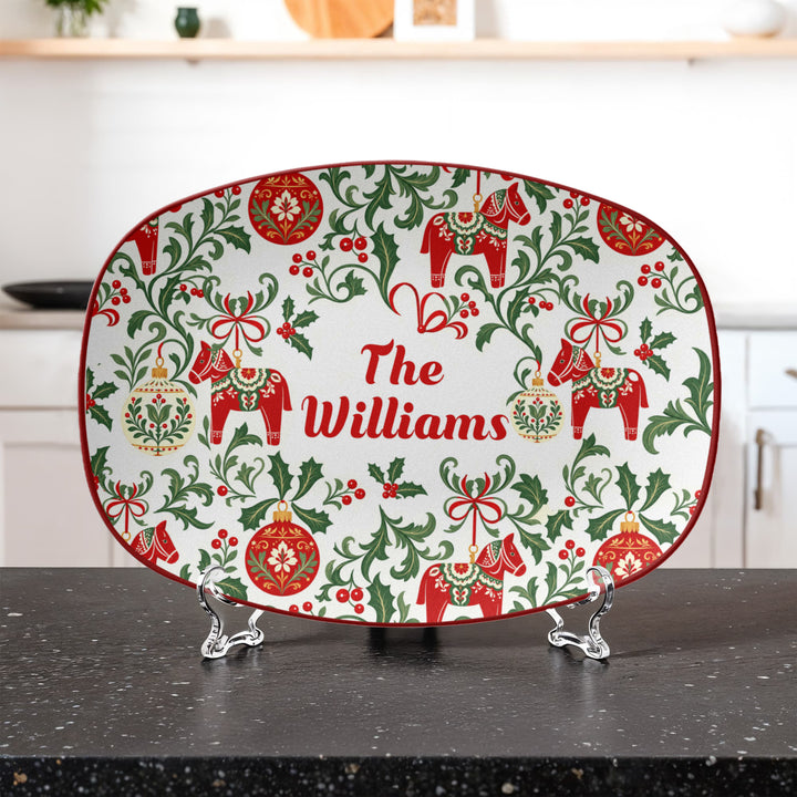 Personalized Dala Horse Christmas Platter